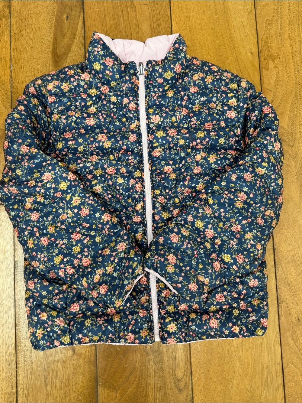 Polo Ralph Lauren Girls Reversible Puffer Jacket Pink Floral Size 6 - 7 - Picture 8 of 12